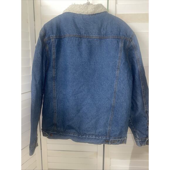 North 40 Men's Sherpa Lined Jacket Men's Blue Button Up Denim Trucker Sz Large - Picture 10 of 11